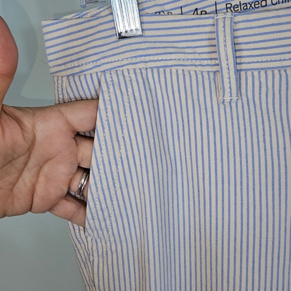 Talbots  size 4P blue and white pinstriped relaxed chino pants, ankle length - Picture 5 of 8